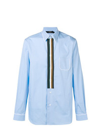 Мужская голубая классическая рубашка в вертикальную полоску от N°21