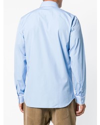 Мужская голубая классическая рубашка в вертикальную полоску от N°21