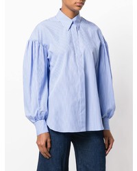 Женская голубая классическая рубашка в вертикальную полоску от Sara Battaglia