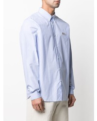 Мужская голубая классическая рубашка в вертикальную полоску от Lacoste