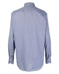 Мужская голубая классическая рубашка в вертикальную полоску от Finamore 1925 Napoli