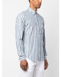 Мужская голубая классическая рубашка в вертикальную полоску от Aspesi