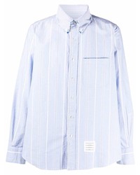 Мужская голубая классическая рубашка в вертикальную полоску от Thom Browne