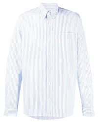 Мужская голубая классическая рубашка в вертикальную полоску от Woolrich