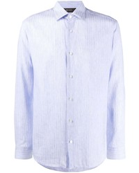 Мужская голубая классическая рубашка в вертикальную полоску от Z Zegna