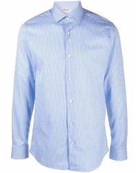 Мужская голубая классическая рубашка в вертикальную полоску от Z Zegna