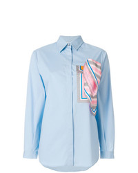 Женская голубая классическая рубашка в клетку от Marco De Vincenzo