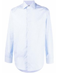 Мужская голубая классическая рубашка в мелкую клетку от Canali