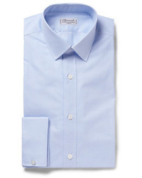 Мужская голубая классическая рубашка в мелкую клетку от Charvet
