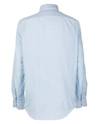 Мужская голубая классическая рубашка в мелкую клетку от Finamore 1925 Napoli