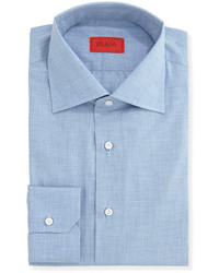 Голубая классическая рубашка из шамбре