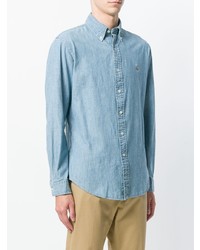 Мужская голубая классическая рубашка из шамбре от Ralph Lauren