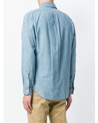 Мужская голубая классическая рубашка из шамбре от Ralph Lauren