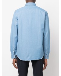 Мужская голубая классическая рубашка из шамбре от Harmony Paris