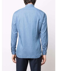 Мужская голубая классическая рубашка из шамбре от Lardini