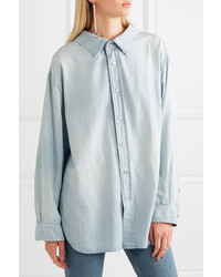 Женская голубая классическая рубашка из шамбре от Balenciaga