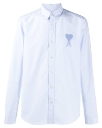 Мужская голубая классическая рубашка с вышивкой от Ami Paris