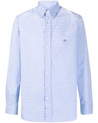 Мужская голубая классическая рубашка с вышивкой от Etro