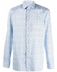 Мужская голубая классическая рубашка с геометрическим рисунком от Etro