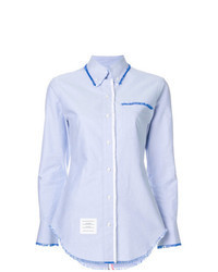 Голубая классическая рубашка с принтом