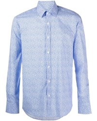 Мужская голубая классическая рубашка с принтом от Canali