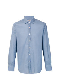 Мужская голубая классическая рубашка с принтом от Canali