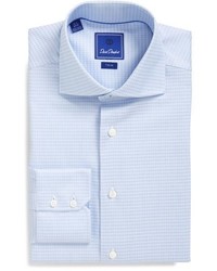 Голубая классическая рубашка с узором "гусиные лапки"