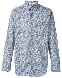 Мужская голубая классическая рубашка с цветочным принтом от Engineered Garments