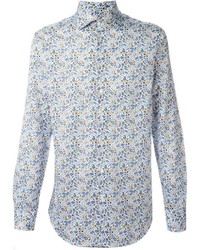 Мужская голубая классическая рубашка с цветочным принтом от Etro
