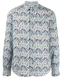 Мужская голубая классическая рубашка с цветочным принтом от Paul Smith