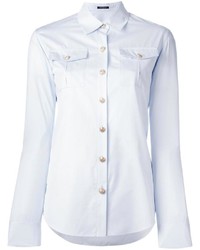 Женская голубая классическая рубашка от Balmain