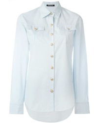 Женская голубая классическая рубашка от Balmain