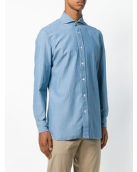 Мужская голубая классическая рубашка от Borrelli