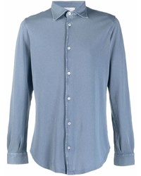 Мужская голубая классическая рубашка от Fedeli