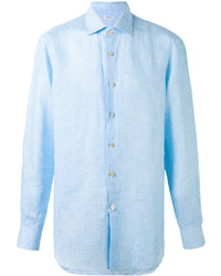 Мужская голубая классическая рубашка от Kiton