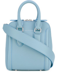 Голубая кожаная большая сумка от Alexander McQueen