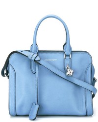 Голубая кожаная большая сумка от Alexander McQueen