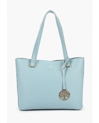 Голубая кожаная большая сумка от Baggini