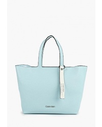 Голубая кожаная большая сумка от Calvin Klein