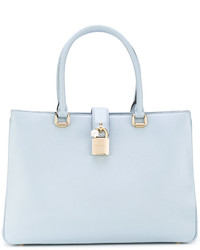 Голубая кожаная большая сумка от Dolce & Gabbana