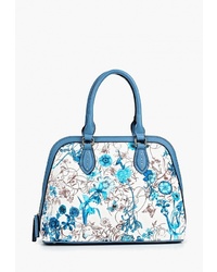 Голубая кожаная большая сумка от Fabretti