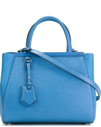 Голубая кожаная большая сумка от Fendi