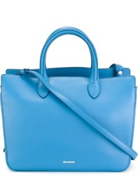 Голубая кожаная большая сумка от Jil Sander