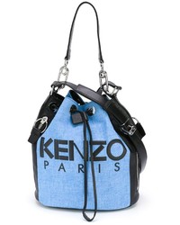 Голубая кожаная большая сумка от Kenzo