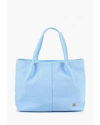 Голубая кожаная большая сумка от Laccoma