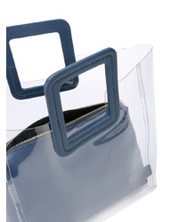 Голубая кожаная большая сумка от Staud