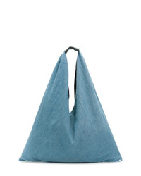 Голубая кожаная большая сумка от MM6 MAISON MARGIELA