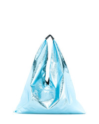 Голубая кожаная большая сумка от MM6 MAISON MARGIELA