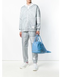 Мужская голубая кожаная большая сумка от Thom Browne