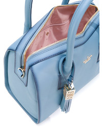 Голубая кожаная большая сумка от Kate Spade